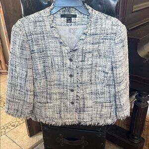 Louben Tweed Blazer in Grey and White
